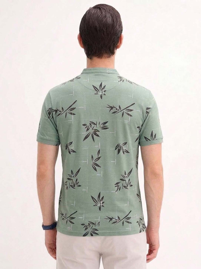 Men's Premium Printed Mandarin Collar Henley T-Shirt