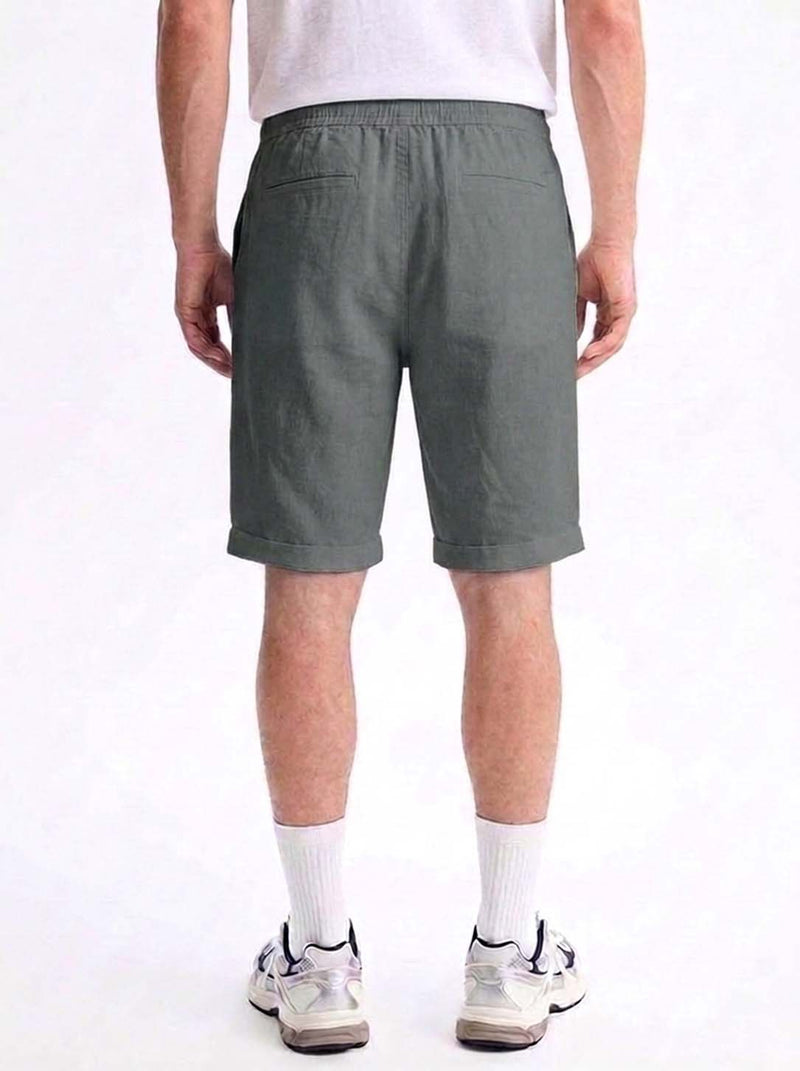 Men's Premium Solid Elastic Waist Beach Shorts