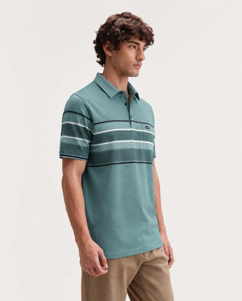 Men’s Premium Textured Polo with Striped Panel Design T-shirt
