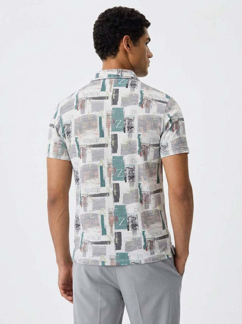 Men's Premium Printed Half-Zip Regular fit T-Shirt
