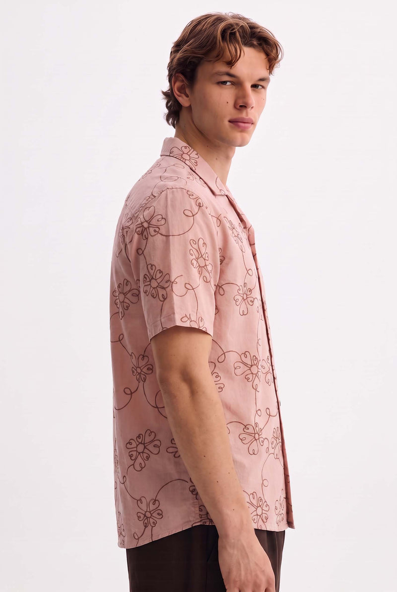 Men's Premium Line-Art Floral Printed Casual Shirt