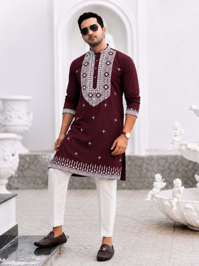 Men's Premium Embroidered Kurta – Stylish Ethnic Wear