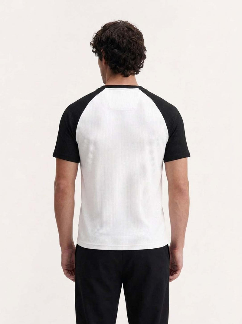 Men's Premium Ribbed Henley Neck Raglan T-Shirt