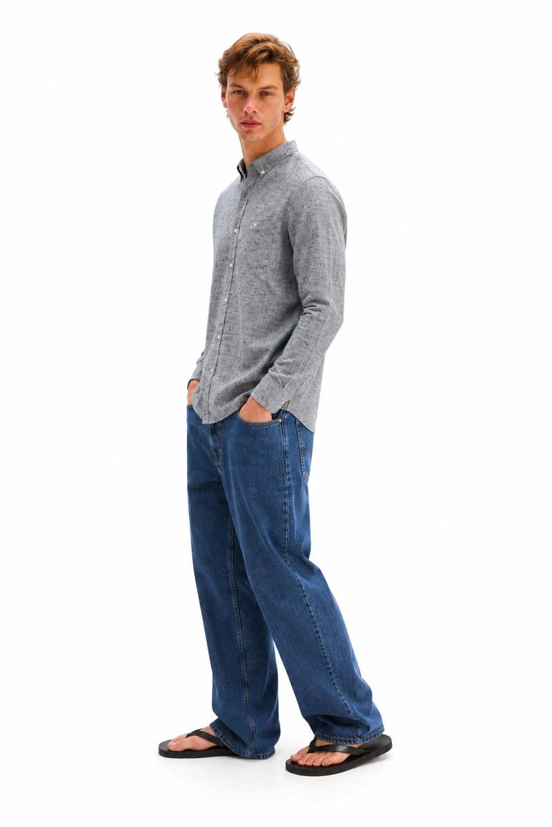 Men's Premium Cotton Linen Solid Casual Shirt