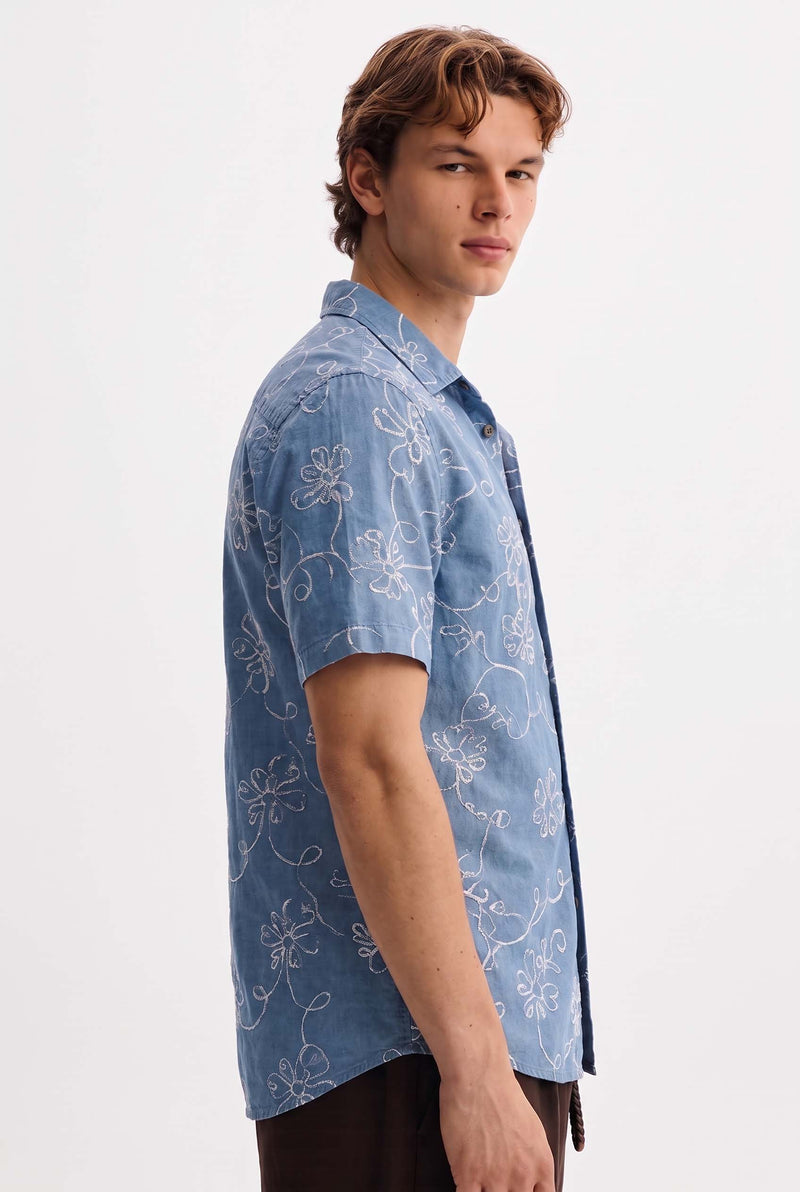 Men's Premium Line-Art Floral Printed Casual Shirt