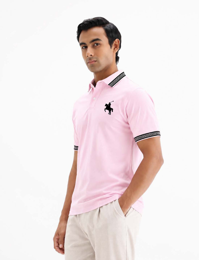 Men’s Premium Cotton Polo Shirt with Contrast Greek Key Collar shirt