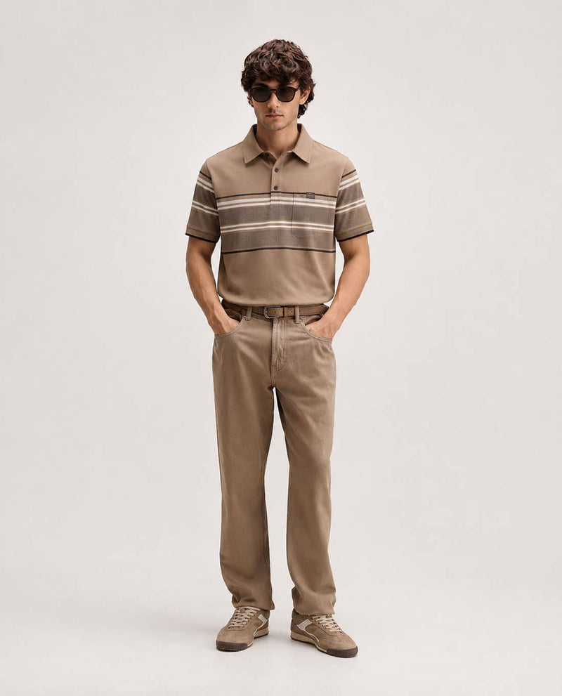 Men’s Premium Textured Polo with Striped Panel Design T-shirt