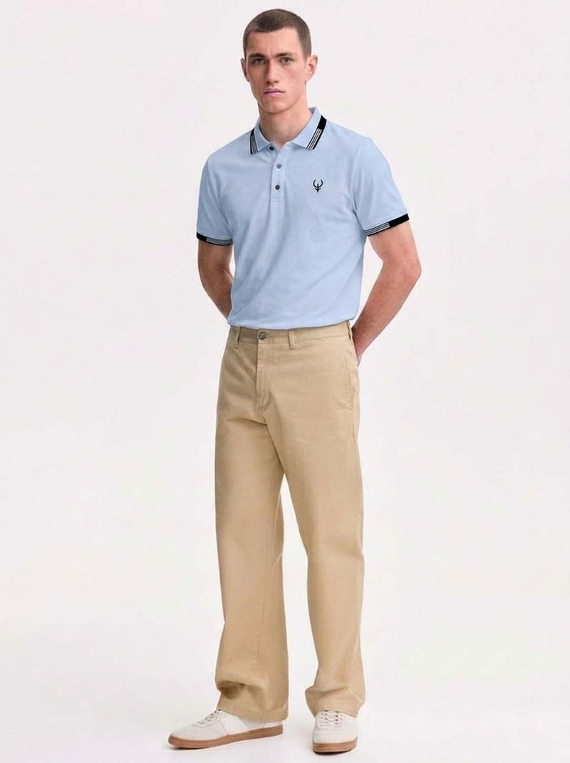 Men’s Premium Contrast Stripe Collar Polo T-Shirt