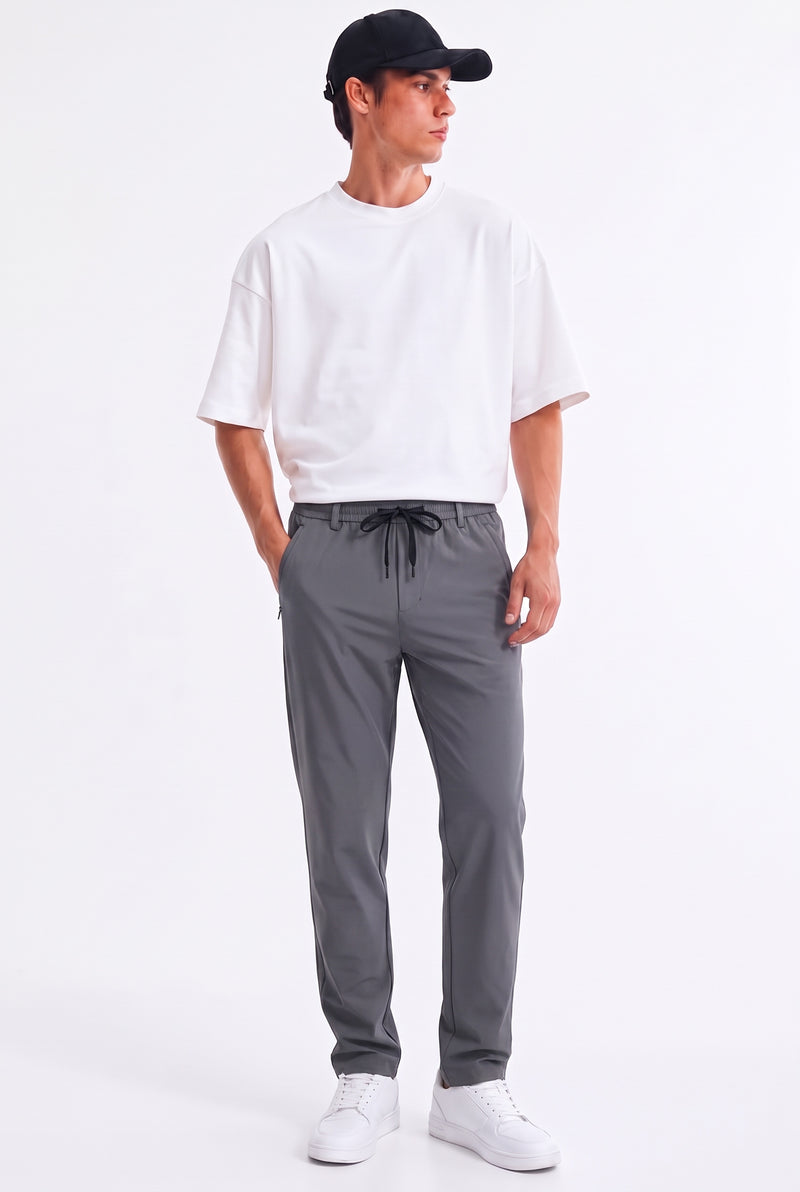 Men’s Premium Zipper-Pocket Elasticated Waist Trousers