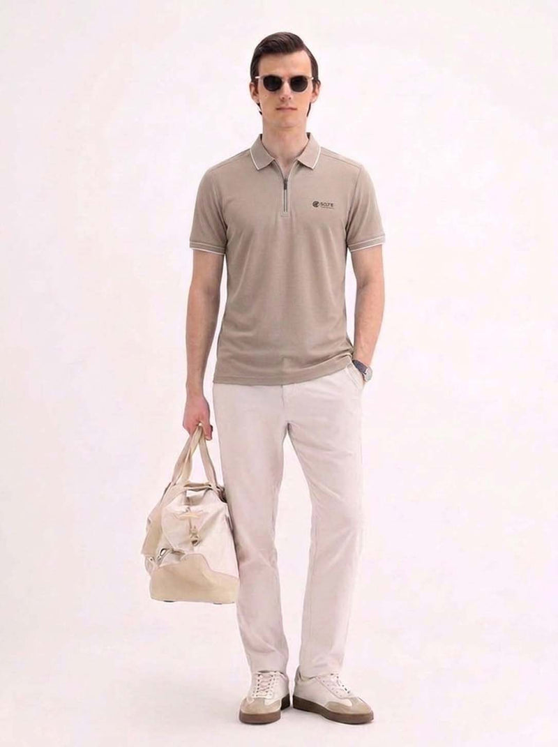 Men’s Premium Regular Fit Zippered Polo T-Shirt