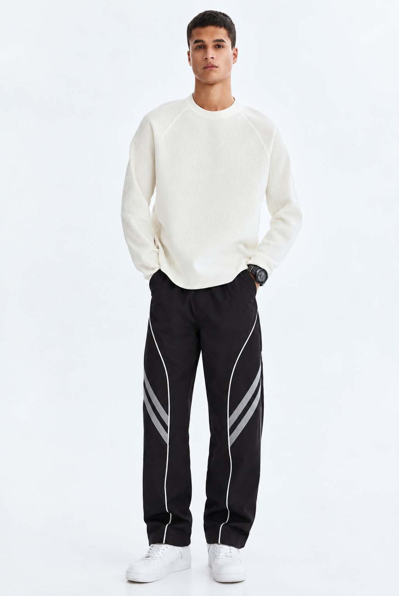 Men's Premium Piping Curved-Panel Track Pants