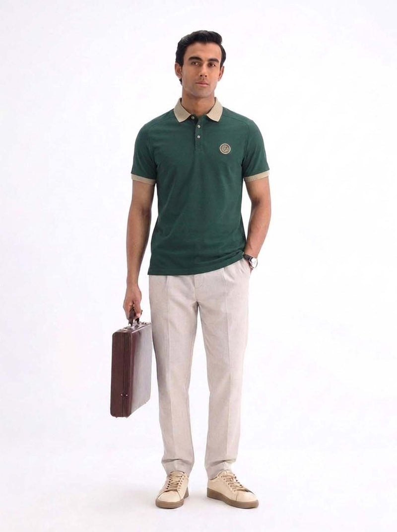 Men’s Premium Regular Contrast-Collar Polo T-Shirt