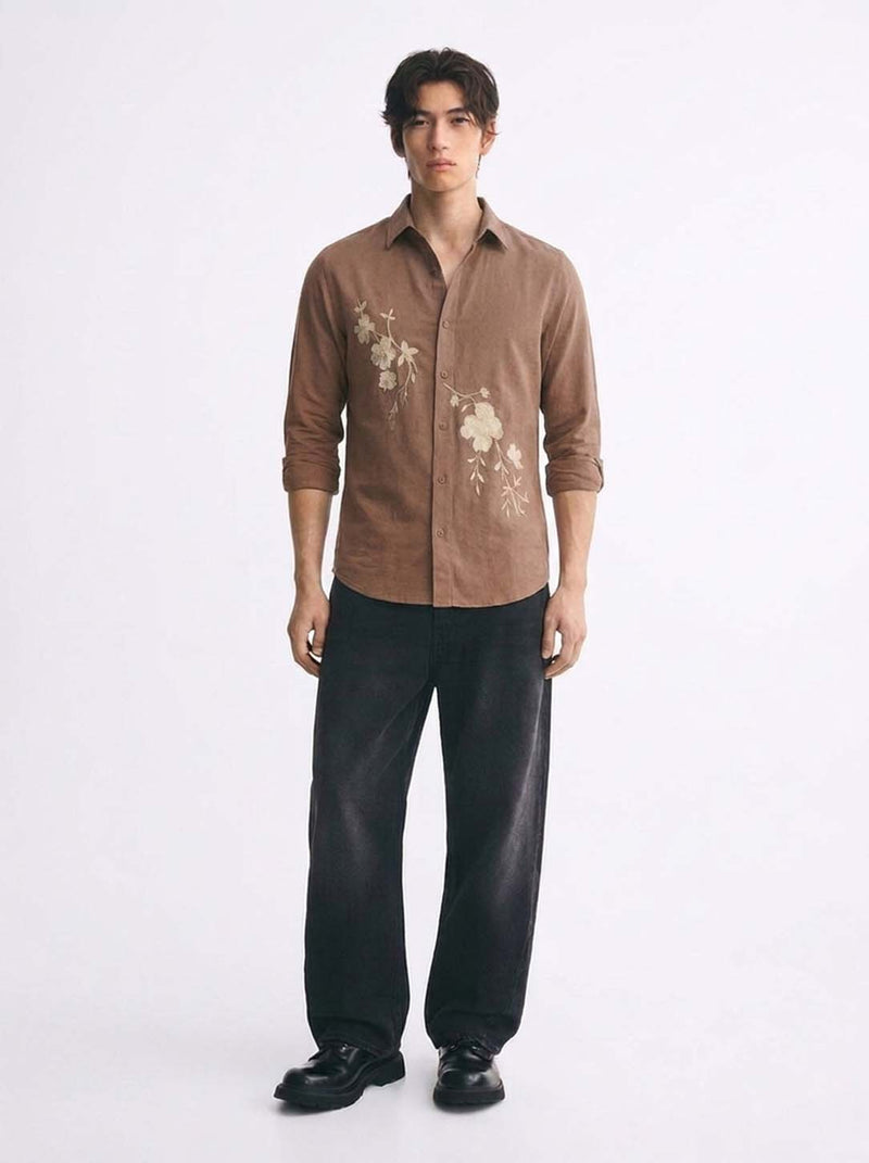 Men’s Premium Floral Embroidered Shirt