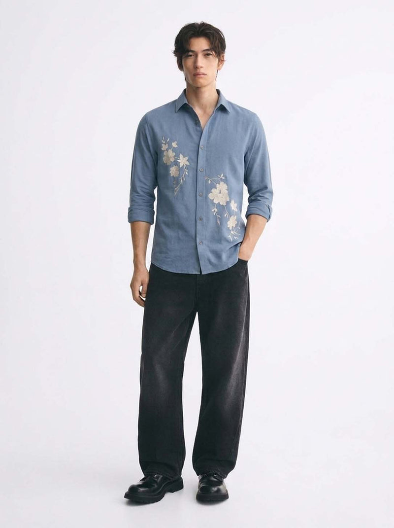 Men’s Premium Floral Embroidered Shirt