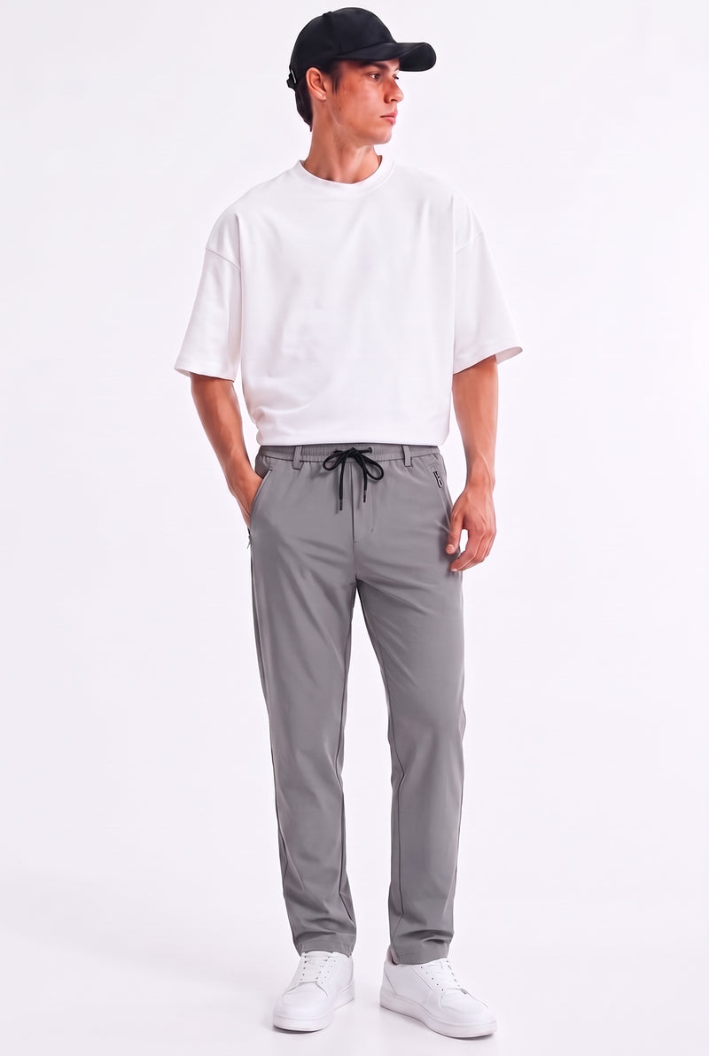 Men’s Premium Zipper-Pocket Elasticated Waist Trousers