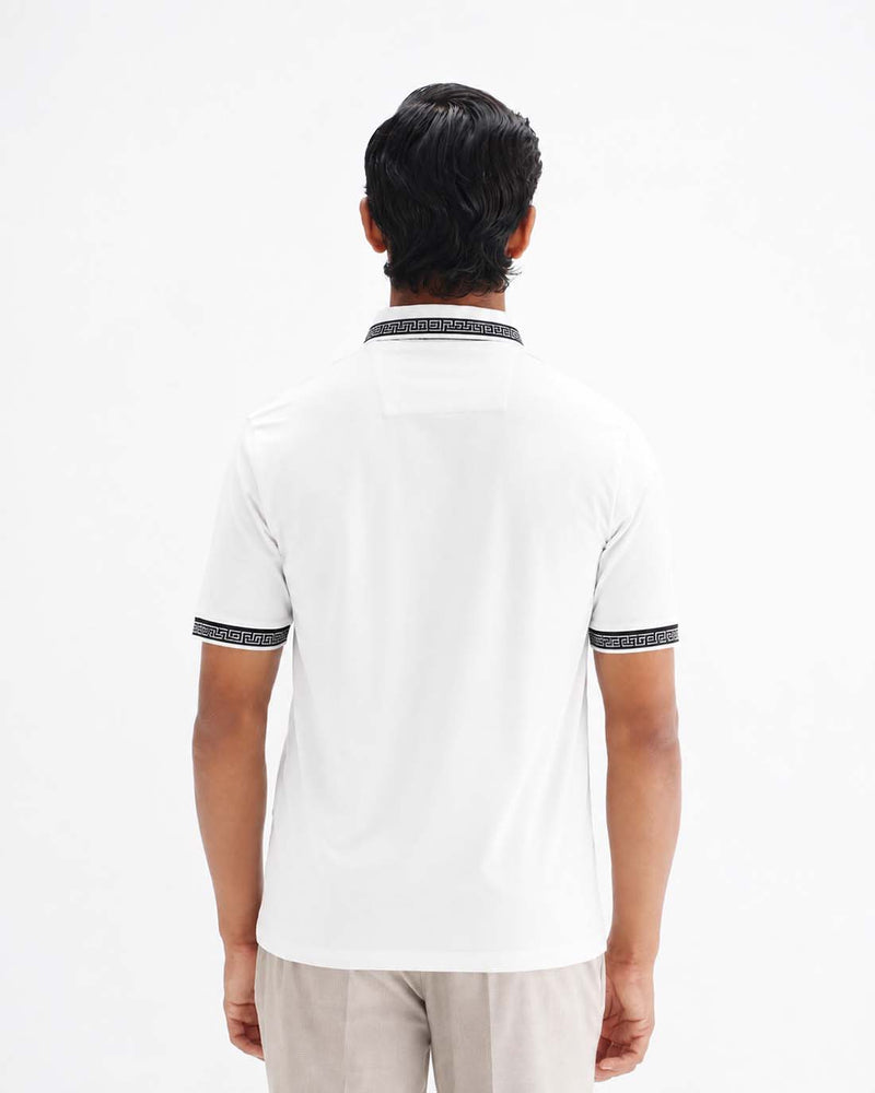 Men’s Premium Cotton Polo Shirt with Contrast Greek Key Collar shirt