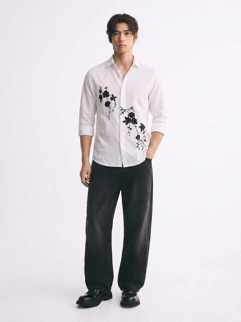 Men’s Premium Floral Embroidered Shirt