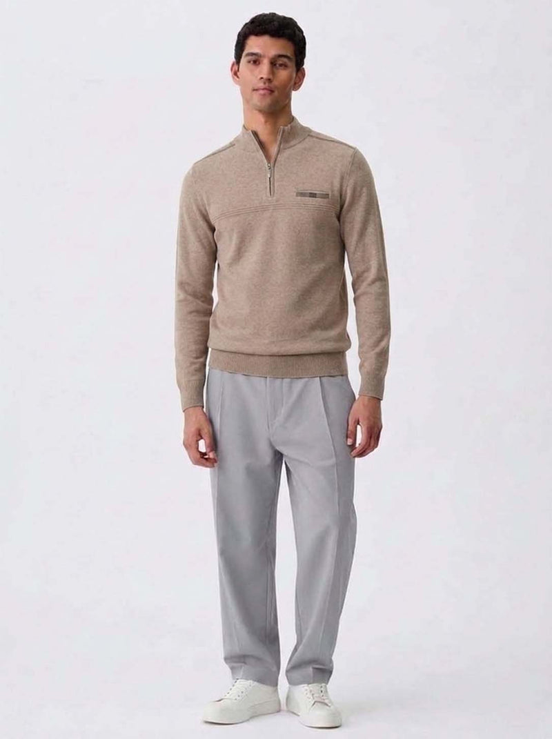 Men's Premium Half-Zip High Neck Knit T-shirt