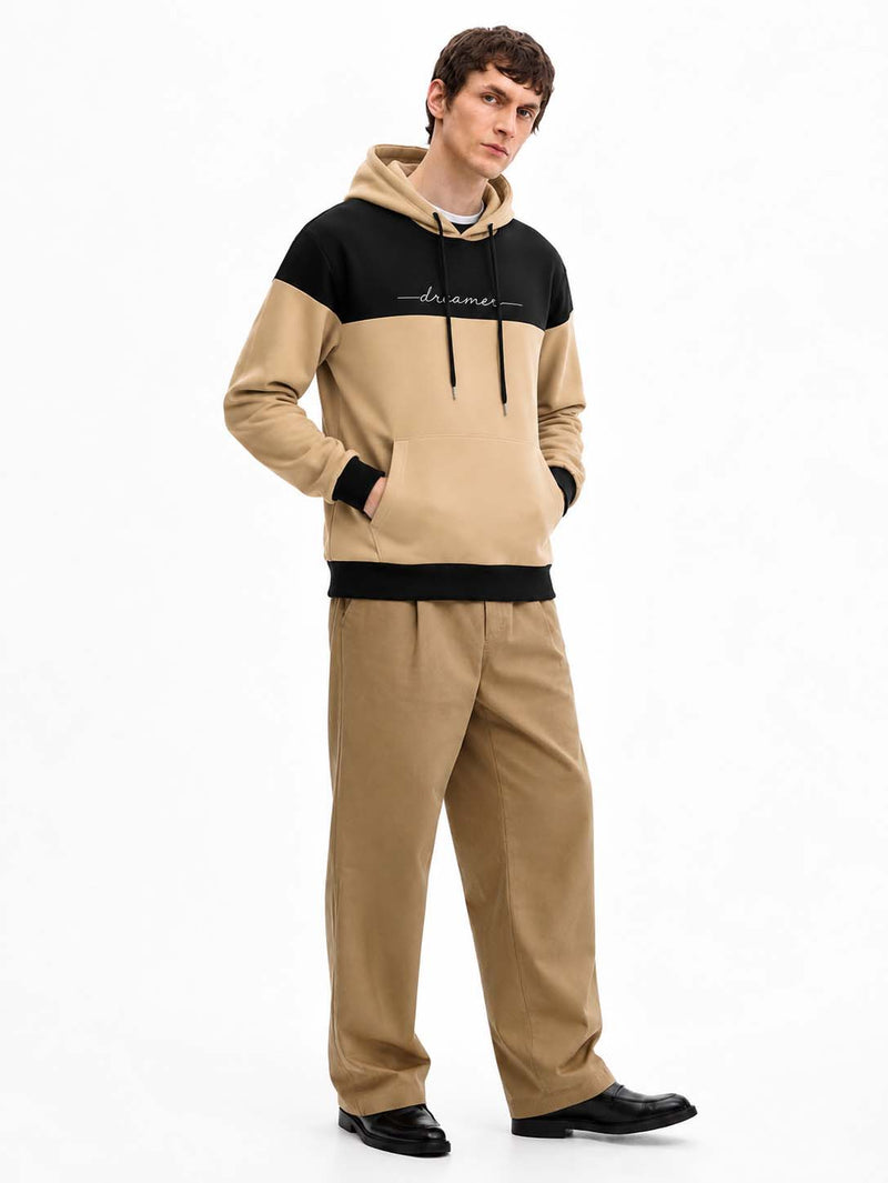 Men’s Premium Color Block Casual Fleece Pullover Hoodie