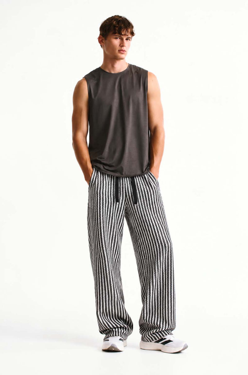 Men's Premium Regular Fit Textured Vertical Striped Track Pant