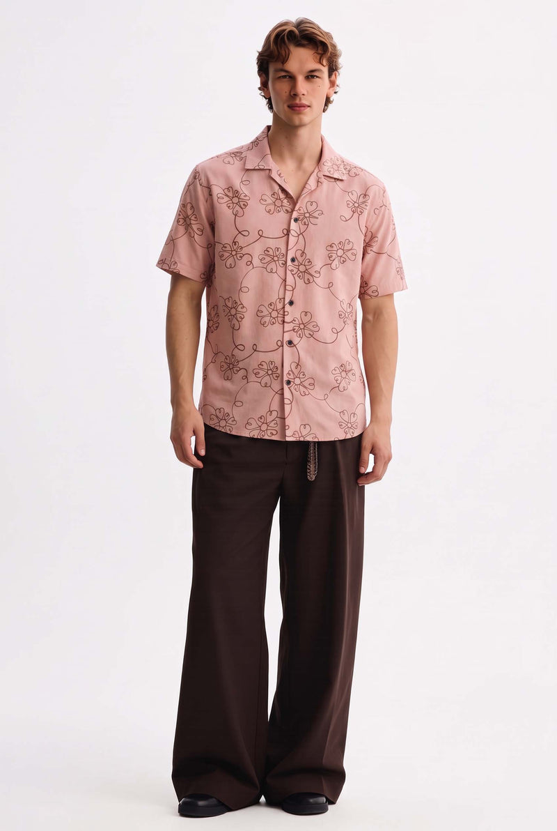 Men's Premium Line-Art Floral Printed Casual Shirt