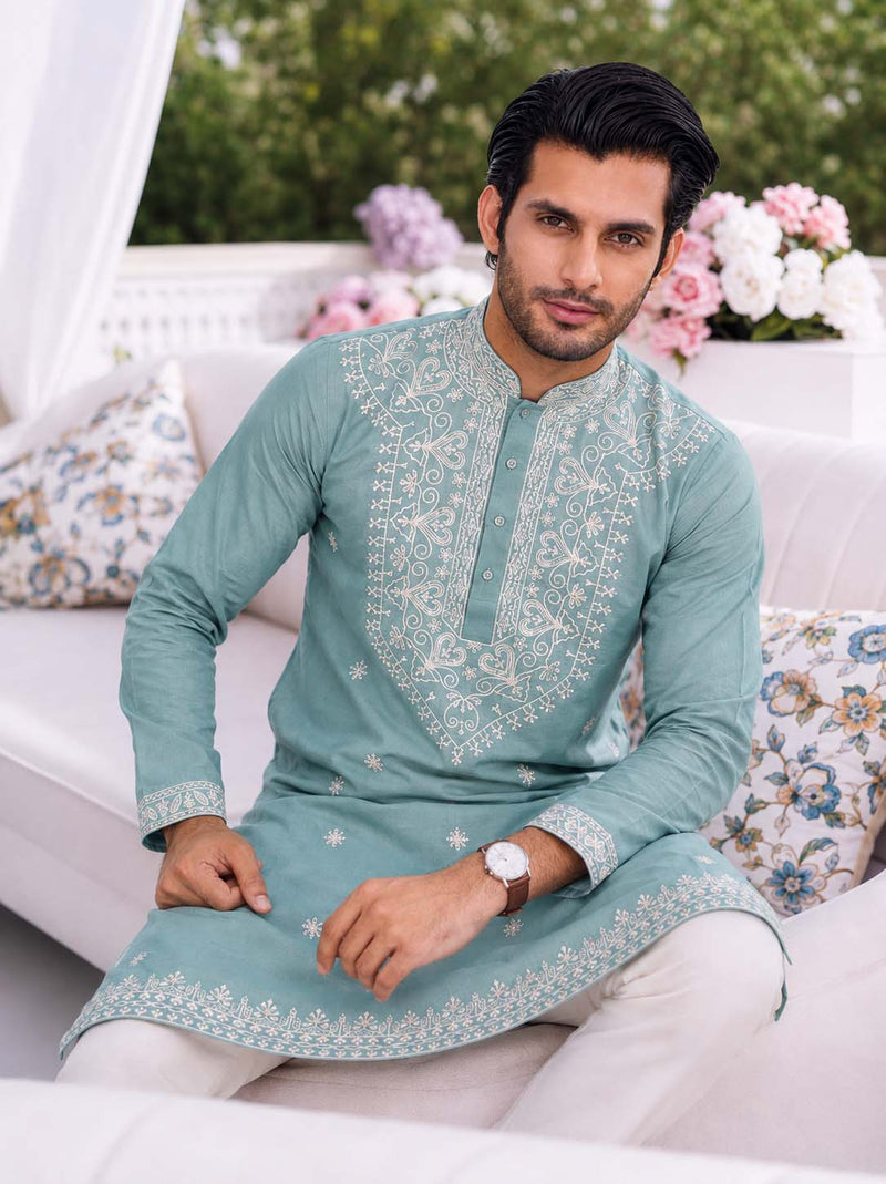 Men's Premium Embroidered Kurta – Elegant Festive Wear