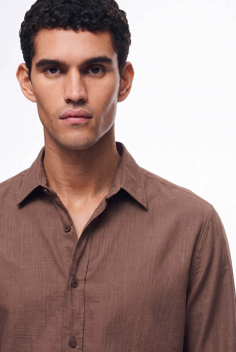 Men’s Premium Plain Regular fit Linen-Blend Shirt