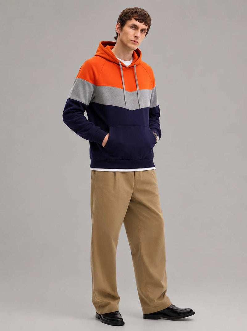 Men’s Color Block Hoodie Casual Pullover Sweatshirt