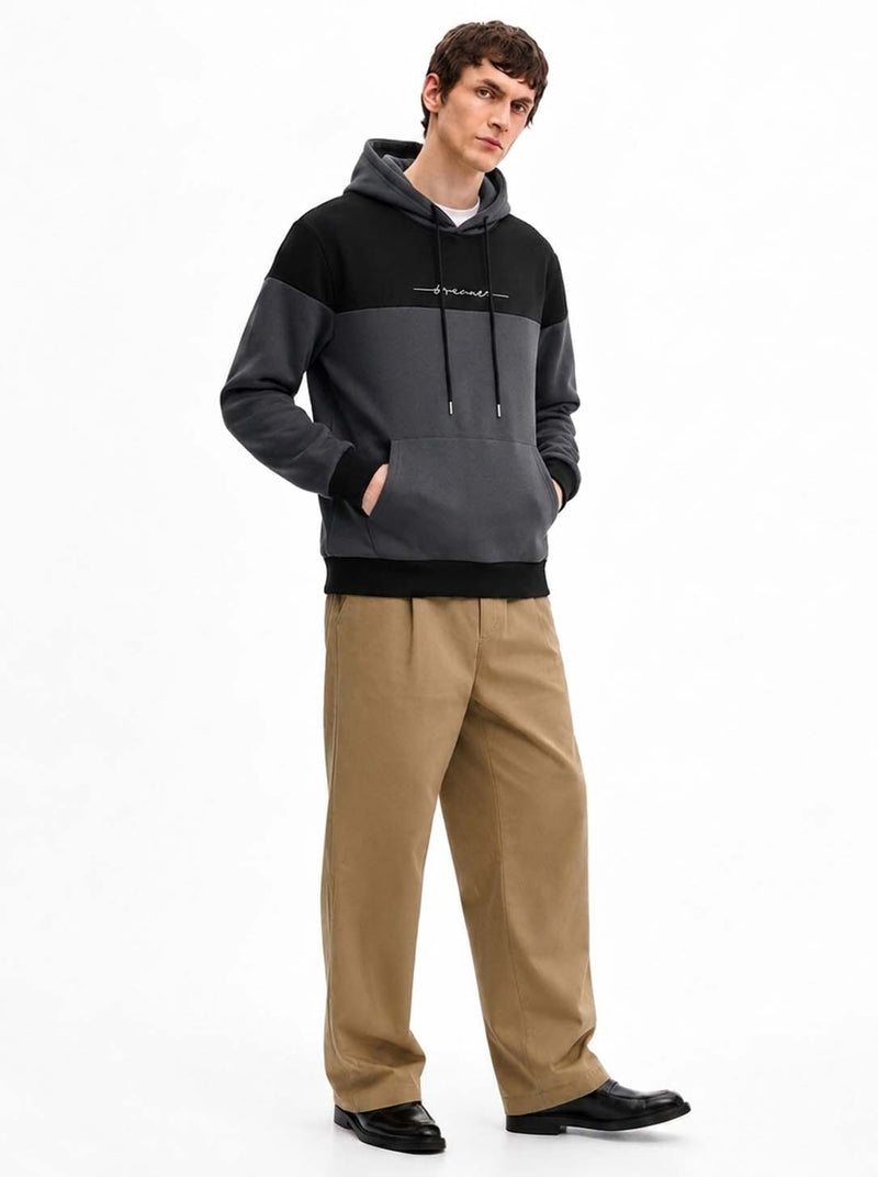 Men’s Premium Color Block Casual Fleece Pullover Hoodie