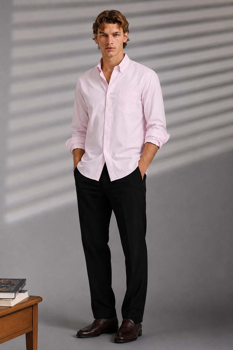 Men’s Premium Cotton Solid Casual Button-Down Shirt