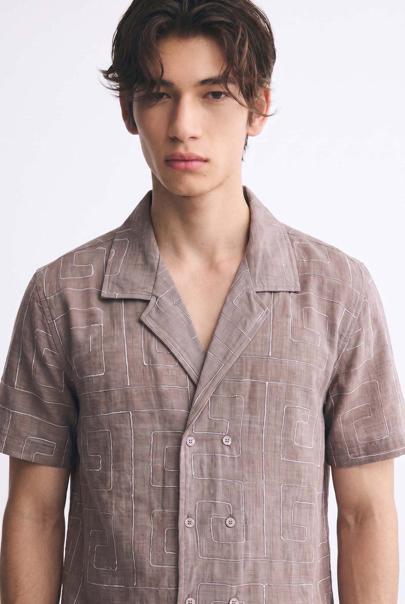 Men's Premium Double-Breasted Printed Cuban Collar Shirt