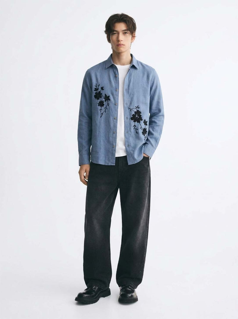 Men’s Premium Floral Embroidered Shirt
