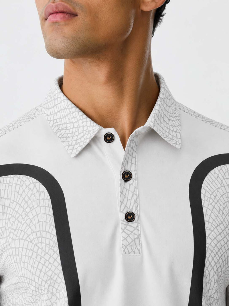Men's Premium Printed Polo T-Shirt with Contrast Detailing