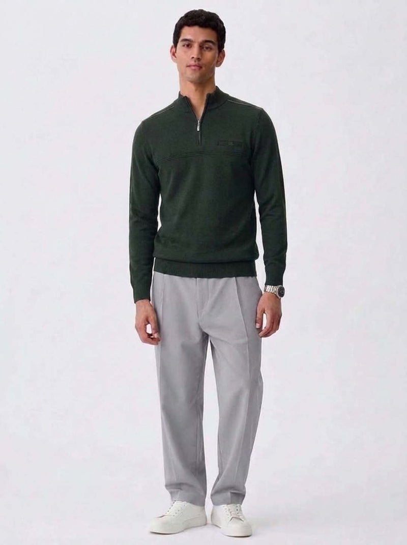 Men's Premium Half-Zip High Neck Knit T-shirt