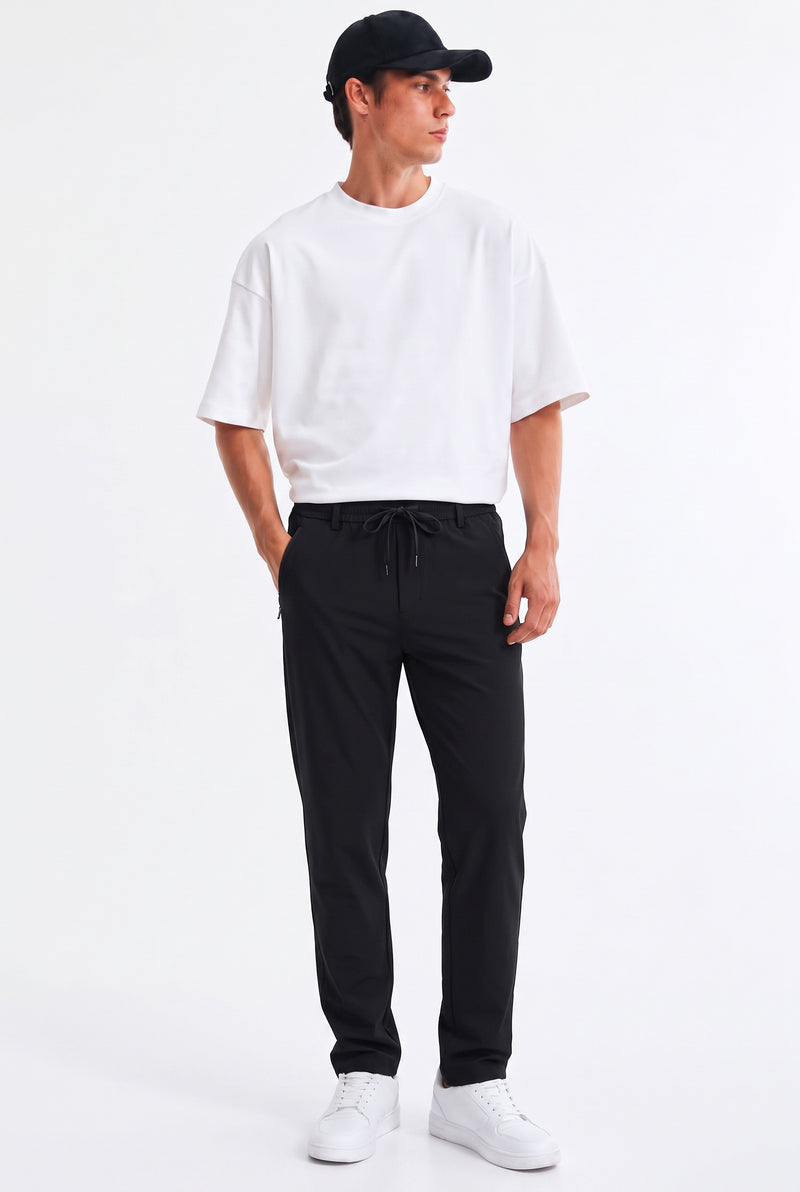 Men’s Premium Zipper-Pocket Elasticated Waist Trousers