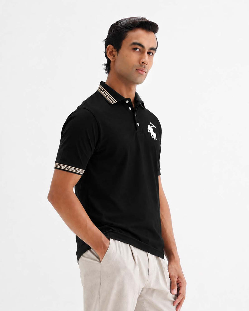Men’s Premium Cotton Polo Shirt with Contrast Greek Key Collar shirt