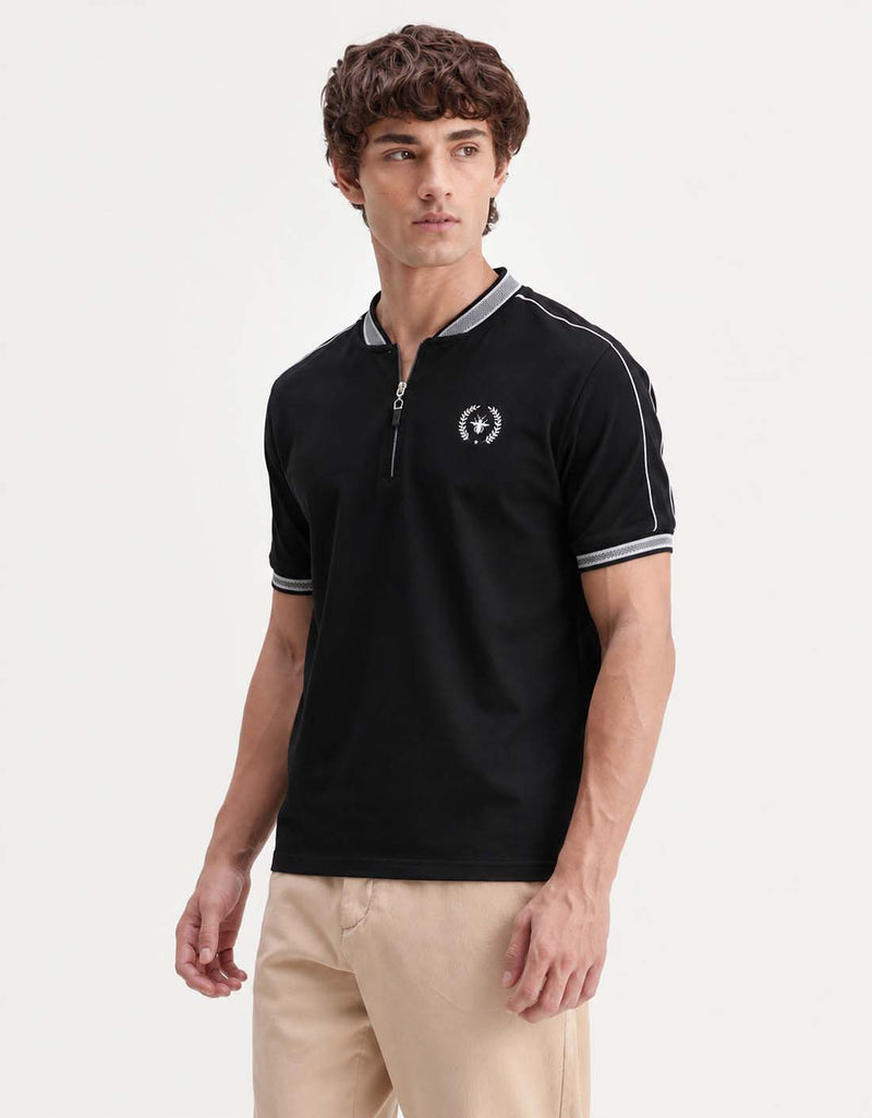 Men’s Premium Textured Cotton Polo Shirt with Contrast Trim