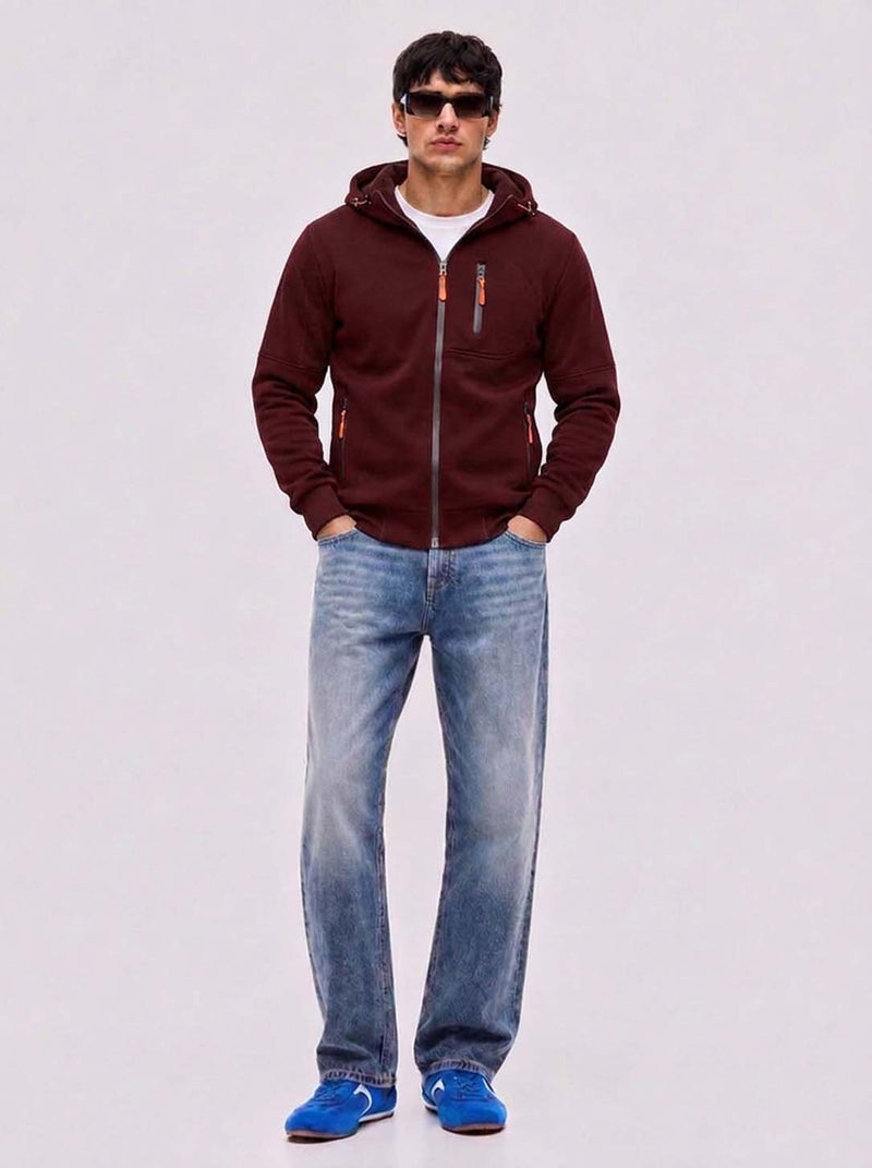 Men’s Premium Casual Full-Zip Fleece Hooded Jacket