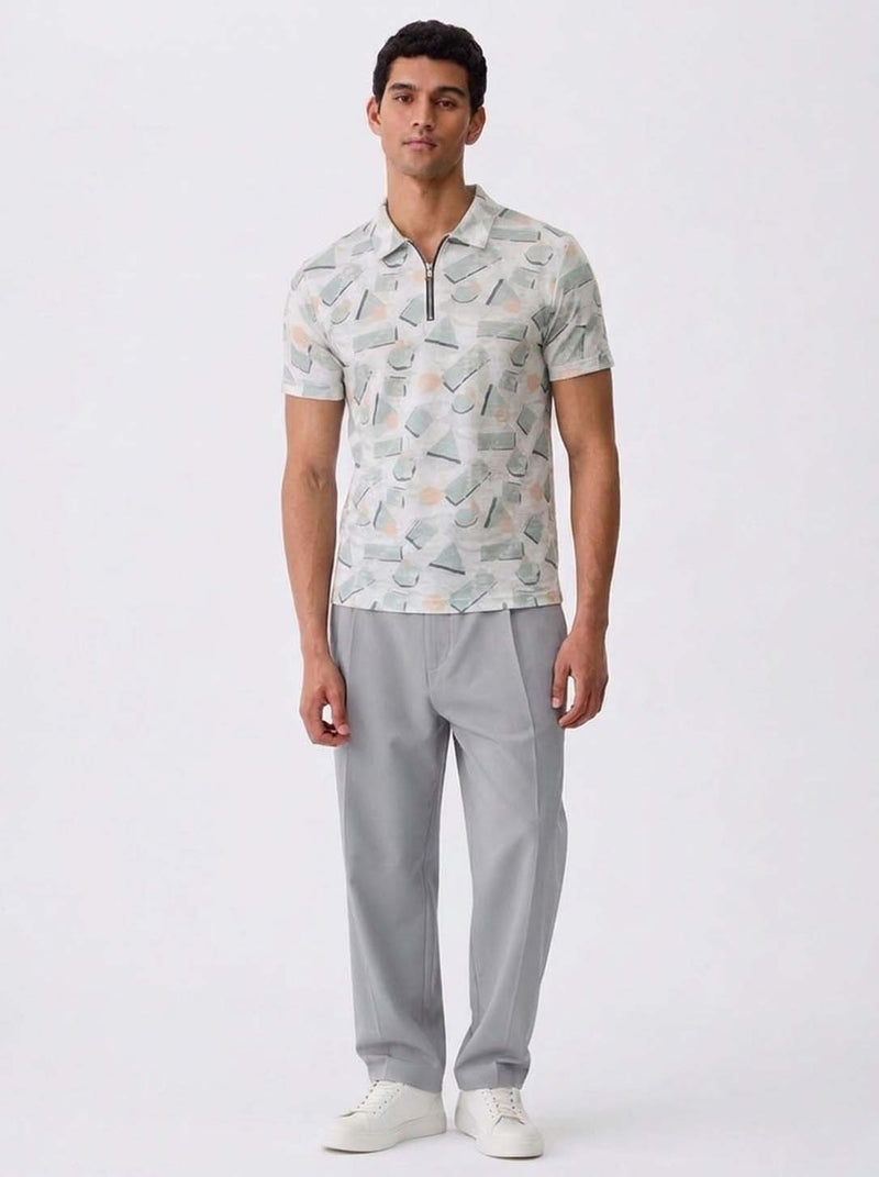Men's Premium Printed Half-Zip Regular fit T-Shirt