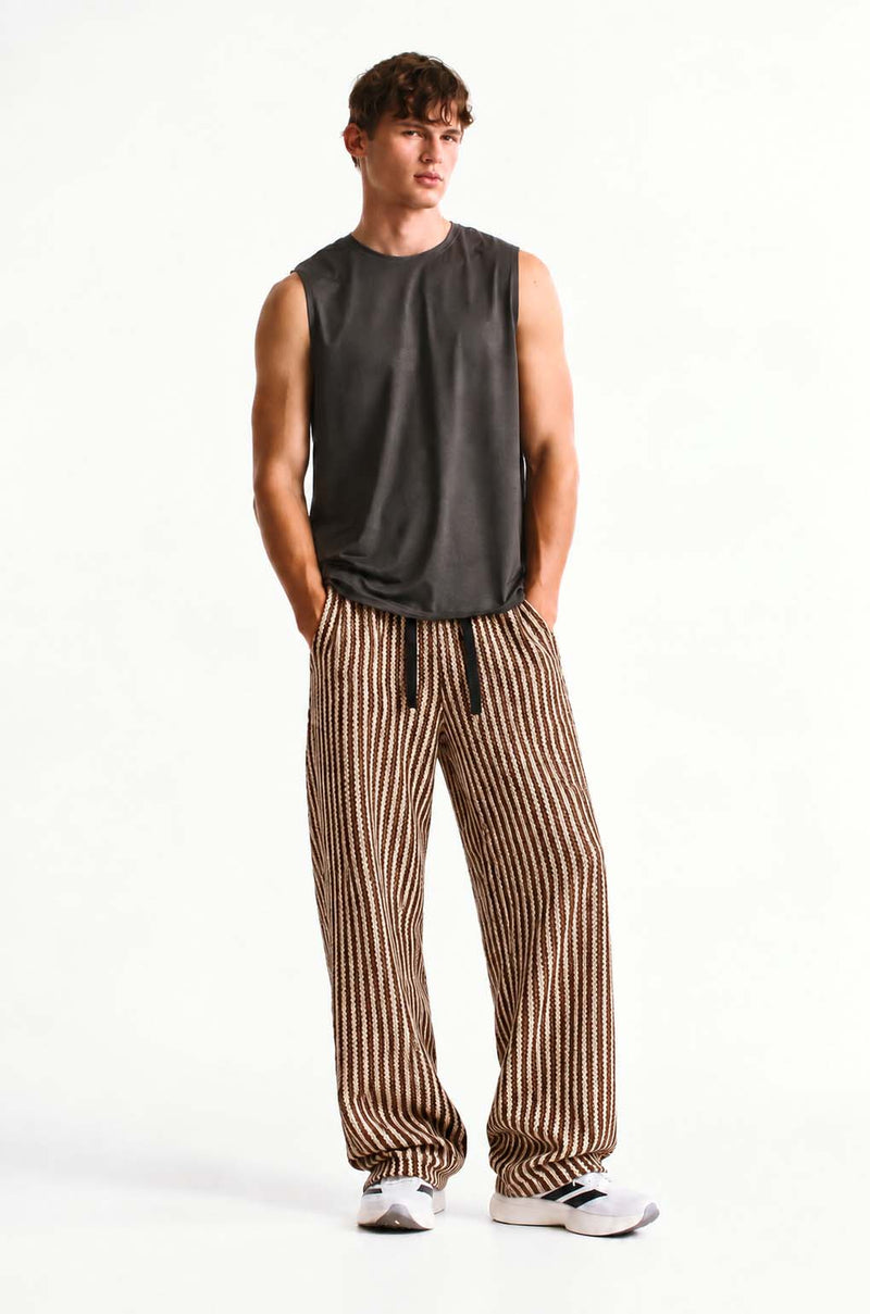 Men's Premium Regular Fit Textured Vertical Striped Track Pant