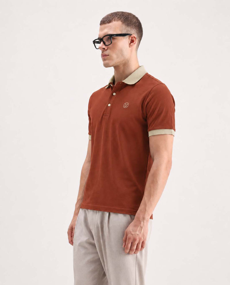 Men’s Premium Cotton Polo with Contrast Grey Collar T-shirt
