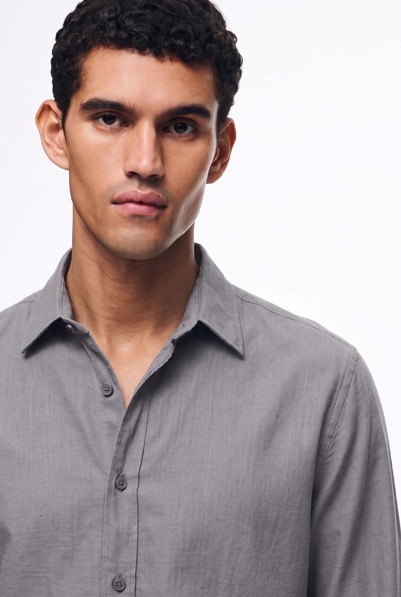 Men’s Premium Plain Regular fit Linen-Blend Shirt