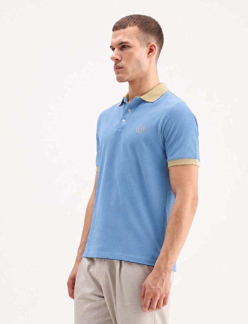 Men’s Premium Cotton Polo with Contrast Grey Collar T-shirt
