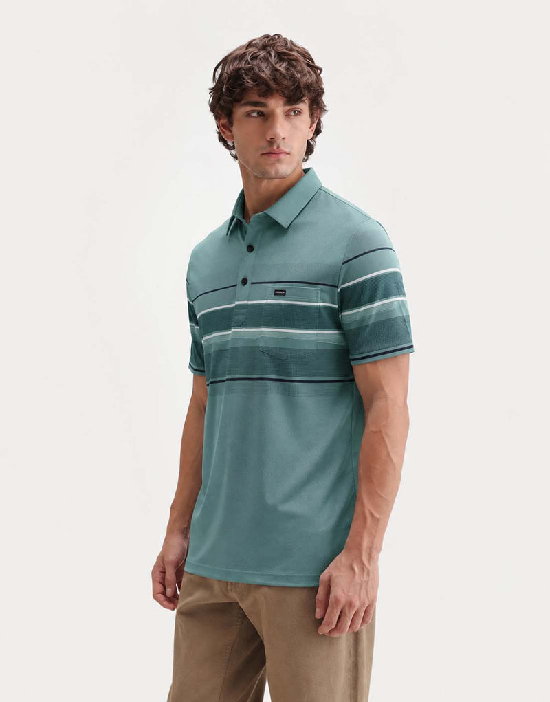 Men’s Premium Textured Polo with Striped Panel Design T-shirt