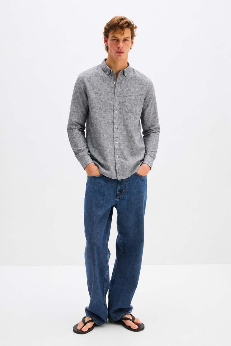 Men's Premium Cotton Linen Solid Casual Shirt