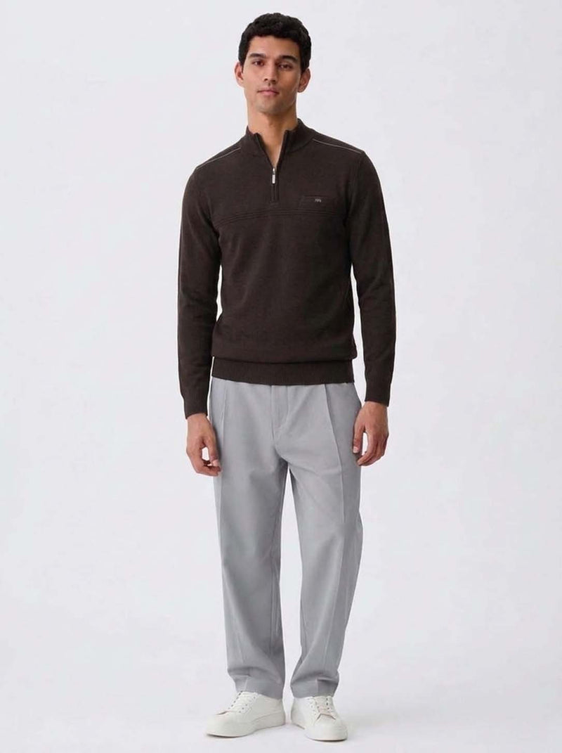 Men's Premium Half-Zip High Neck Knit T-shirt