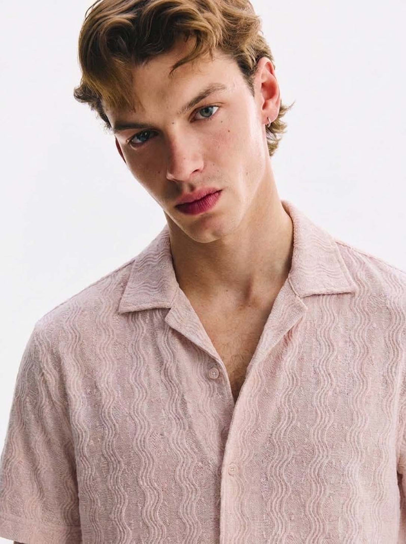 Men's Premium Textured Cuban Collar Shirt