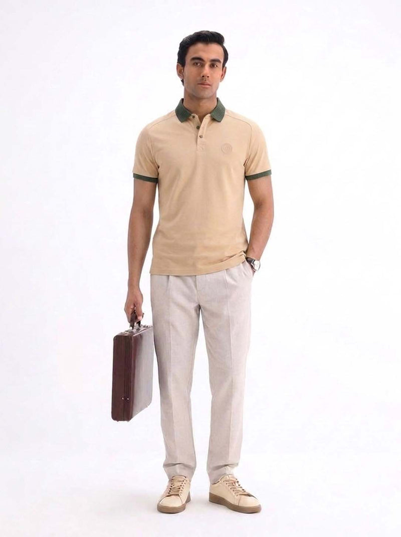 Men’s Premium Regular Contrast-Collar Polo T-Shirt