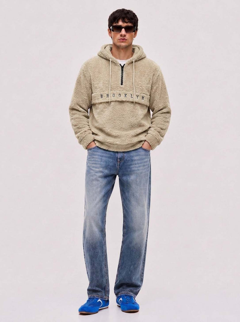 Men’s Premium Casual Full Sleeve Fleece Hooded Half-Zip Pullover Hoodie