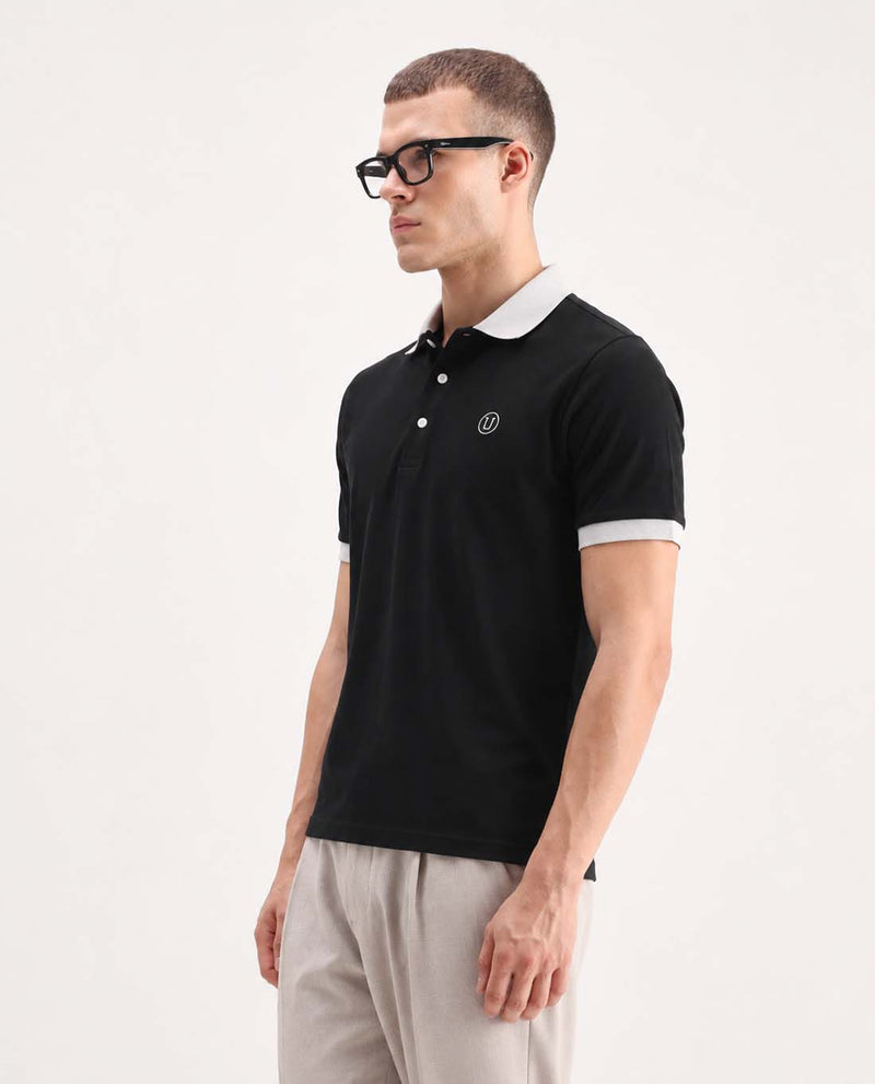 Men’s Premium Cotton Polo with Contrast Grey Collar T-shirt